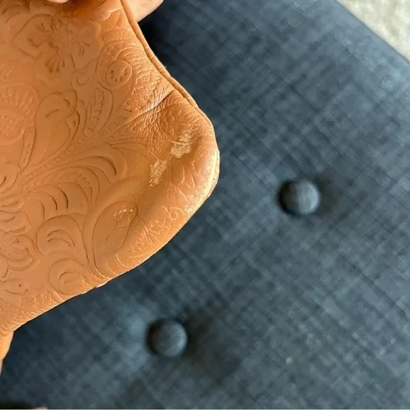 Western Embossed Italian Leather Crossbody Bag Purse Made In Italy - Picture 4 of 14